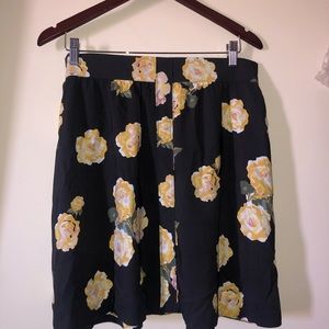 Floral Tie Waist A-Line Skirt